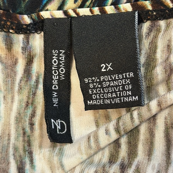 New Directions Women’s 2X Embellished V Neck 3/4 Sleeve Boho Tunic Blouse - Picture 7 of 8